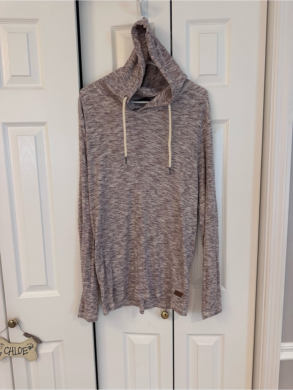 Lightweight Heathered Taupe Hooded Pullover Sweatshirt